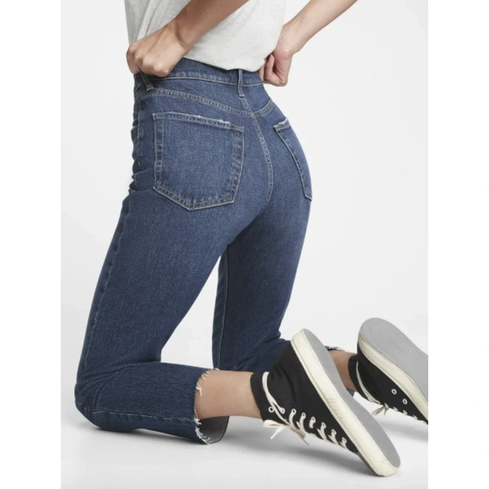 Gap Cheeky Straight High Rise Jeans Button Fly 29 8 R Dark Indigo Blue Denim - Picture 11 of 15